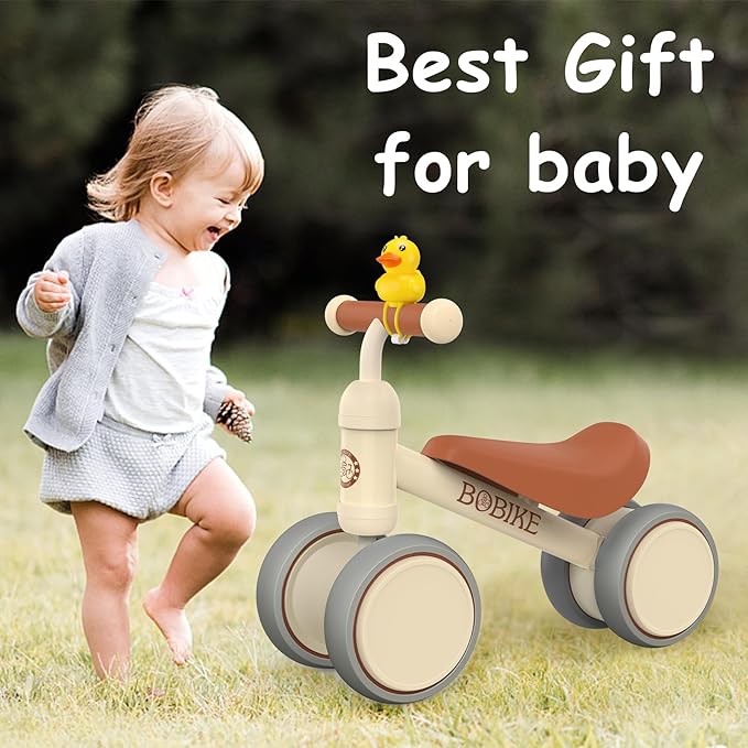 Baby Balance Bike Toys for 12-36 Months Kids Toy Boy Girls Gifts Toddler Best First Birthday Gift Children Walker No Pedal Infant 4 Wheels Bicycle (White)