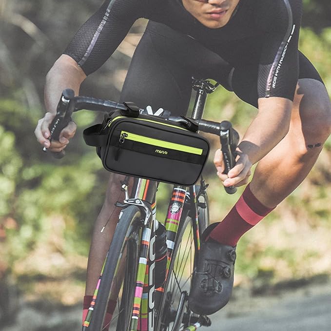 MOSISO Bike Handlebar Bag, Bicycle Frame Case, Multifunctional Waterproof Cycling Front Pouch with Shoulder Strap, Bike Crossbar Front Bag Storage Tool Bag for Women Men Road Mountain Cycling