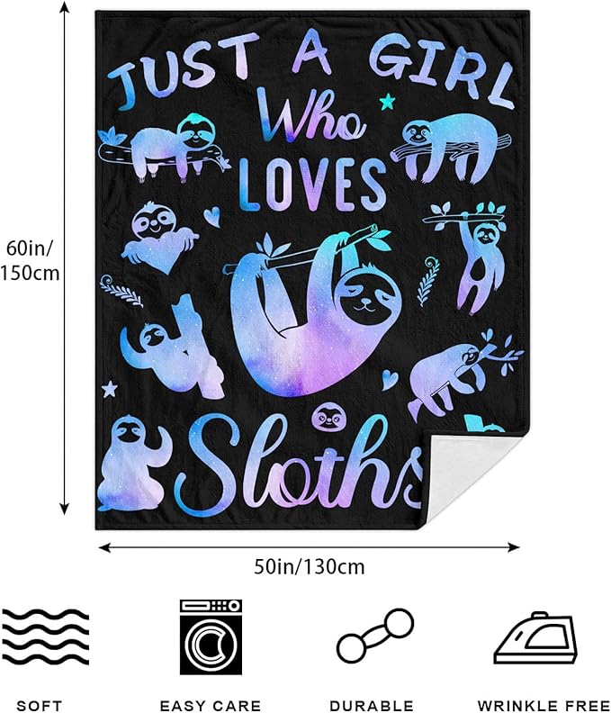 Sloth Gifts for Women Girls - Cozy Soft Sloths Throw Blanket for Men Kids Boys - Christmas Birthday Presents Sloth Stuff Decor for Bedroom Couch Sofa