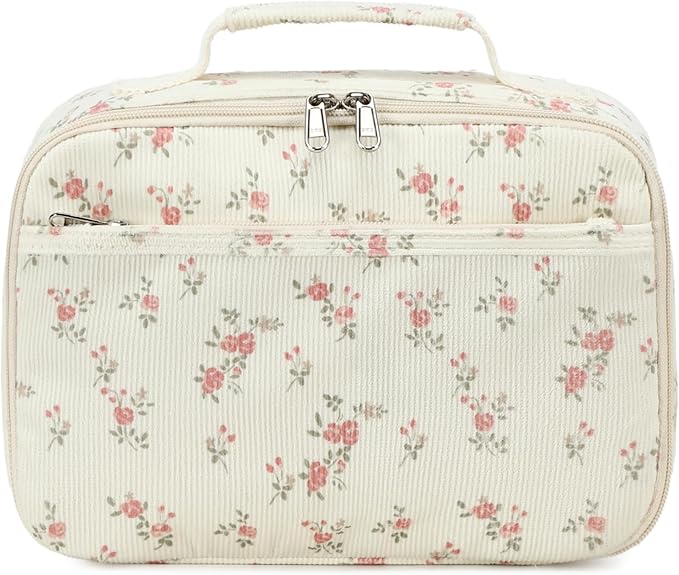 Bluboon Kids Girls Lunch Bag Insulated Lunch Box for school Corduroy Lunch Cooler Organizer School Kids Lunch Tote