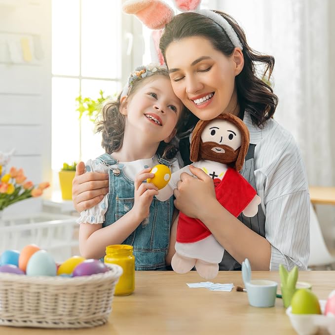 13" Jesus Plush Toy Heart of Jesus Plushie Savior Stuffed Doll for Church Sunday School Religious Easter Gift for Children Kids