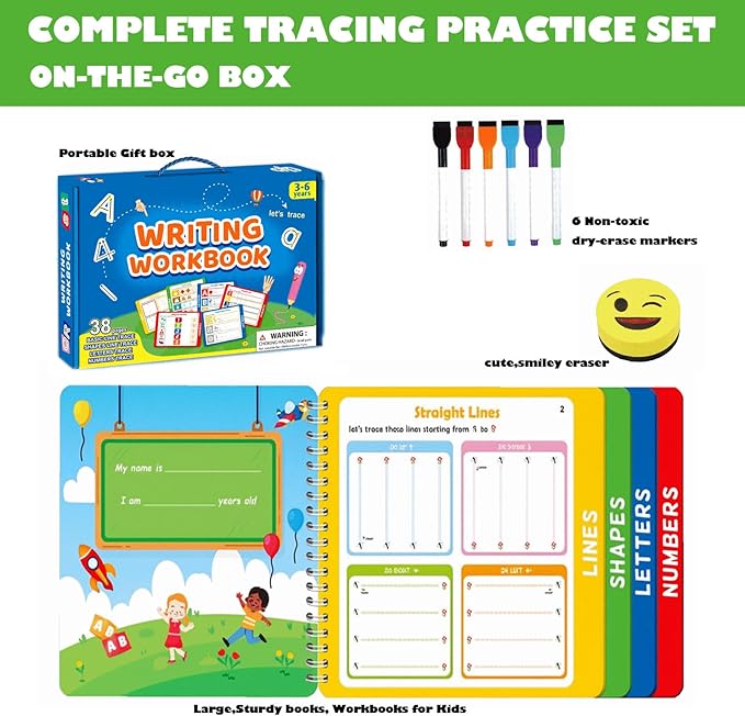 Preschool Learning Activities - Tracing Books for Kids Ages 3-4 Toddler,Writing Practice Tracing for Age 3-5,Preschool Kindergarten Workbooks,Handwriting Books for 4-5 Year Olds