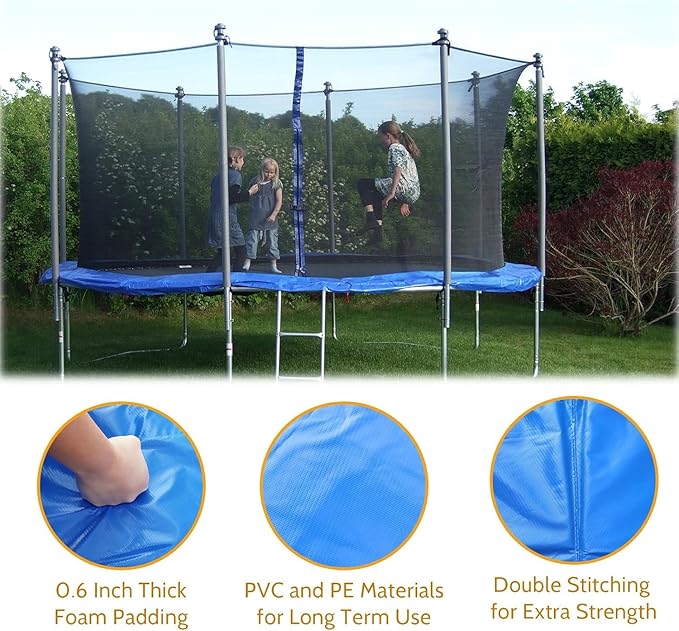 Trampoline Spring Cover,16ft 10ft Round Trampoline Pad Replacement No Hole Trampoline Pole Pad Waterproof UV Resistant Safety Pad