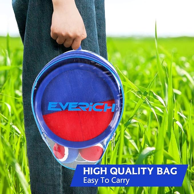 EVERICH TOY Upgraded Toss and Catch Ball Game Set, Kids Toy Stocking Stuffers for Boys Girls Ages 3-12, Includes 2 Paddles 2 Sticky Balls, Water-Resistant Indoor Outdoor Toy for Beach Pool Yard