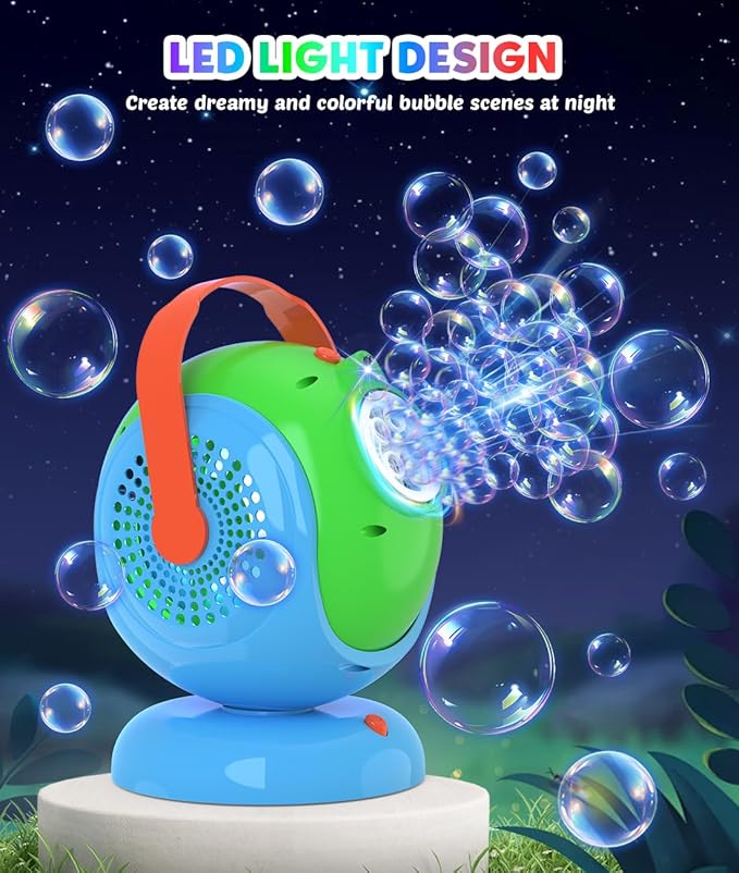 Joyfuture Bubble Machine, Automatic Bubbles Blower for Kids, Toddlers - 360° Rotation, 75° Adjustment, with Handle - Gifts Toys for Boys, Girls Age 1+ Year Old, Hallween, Outdoor, Birthday Party