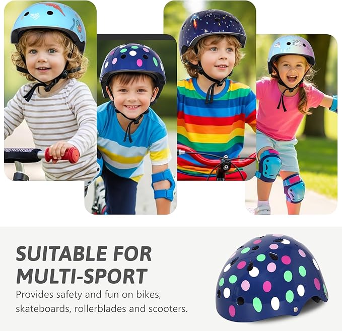 Kids Toddler Bike Helmet for Boys Girls, Adjustable Bicycle Helmet from Infant Baby to Children, Multi-Sport for Scooter Skateboard Roller/Inline Skate