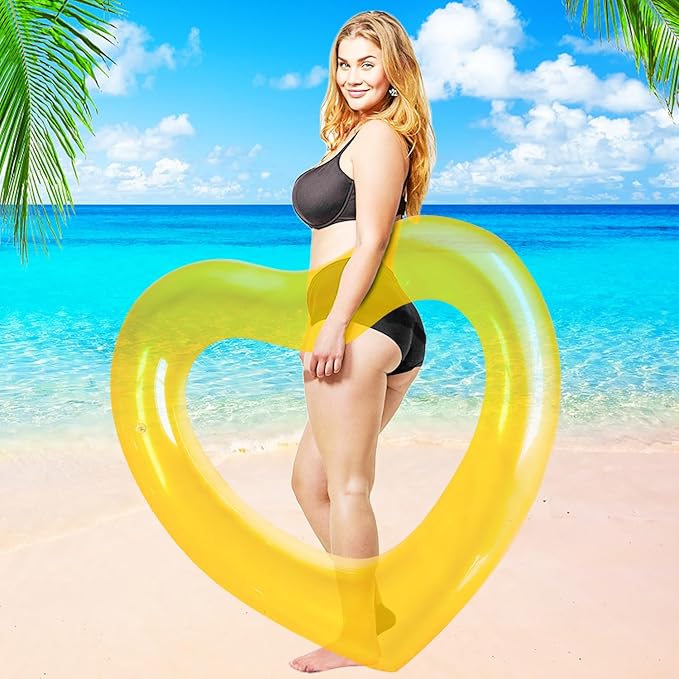 ZHUYNXIR Heart Swimming Pool Float Loungers Tube, Water Fun Beach Party Toys for Kids,Birthday Scene Layout Props.