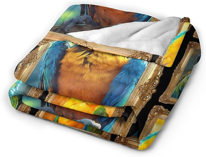 Parrot Blanket Fleece Soft Warm Plush Macaw Throw Blanket Lightweight Plush Fuzzy Cozy Parrot Bird Blankets for Lover Kids Adult Suitable for Couch Sofa Bed 50"X40"