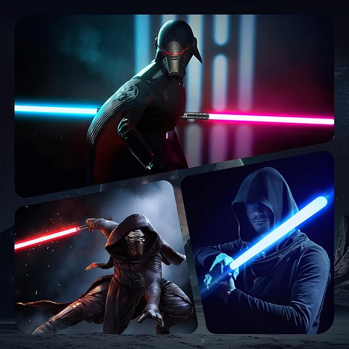 Lightsaber, LED Light Saber, Metal Hilt Dueling Lightsaber for 3 Modes, Light Saber with 20 RGB Colors, for Adults, Kids, Children's Day, Halloween, Christmas, 2 Pack(Black)