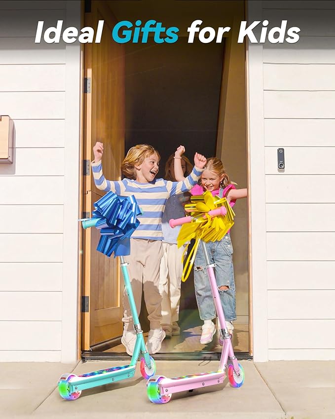 Gyroor Kids Electric Scooter with LED Lights – 2-Level Adjustable Handlebar, 5 MPH Safe Speed, Foot Sensor Start, Rear Brake, 2-Hour Charge, 121 lbs Max Load, for Boys & Girls Ages 6-12