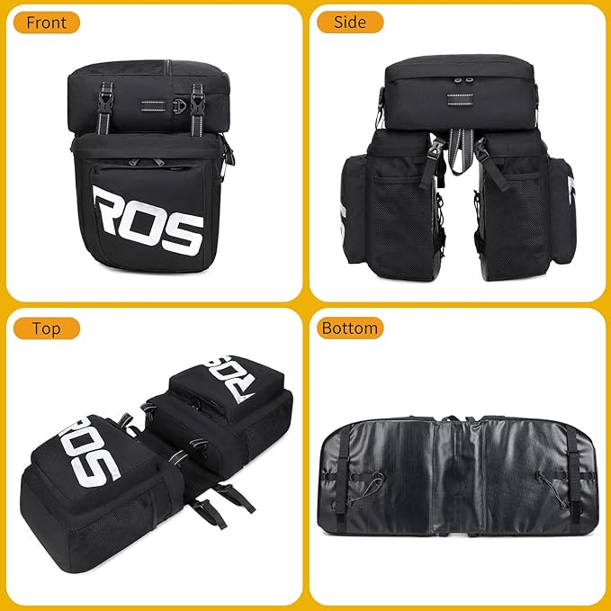 Roswheel Bike Bag Accessories Panniers for Bicycle Rear Rack Bag 50L Waterproof Mountain Electric Bike Saddle Bags for Cycling Traveling Commuting