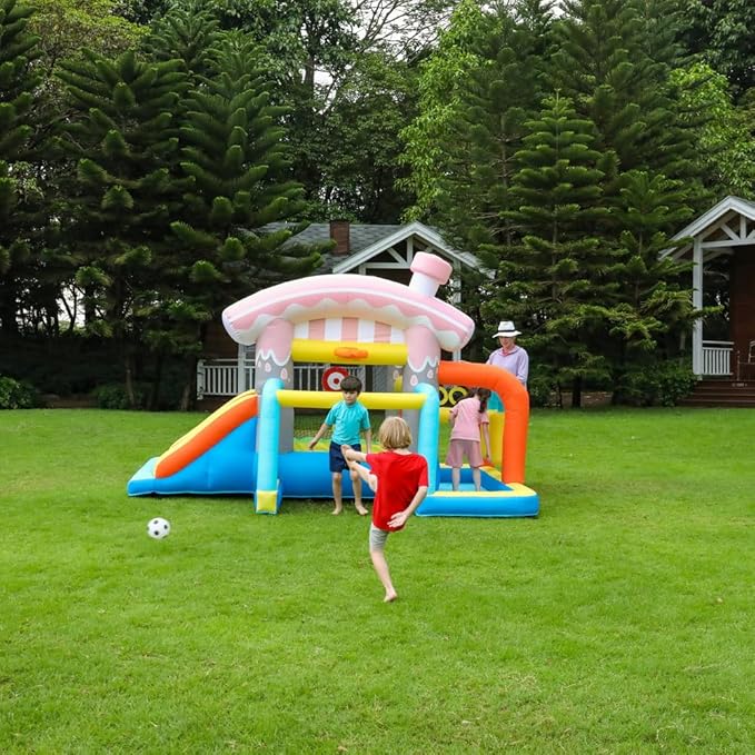 Kids Inflatable Bounce House,Indoor Bouncy Castle for Backyard,Small Bounce House with Slide,Outdoor Jumping House with Ball Pit