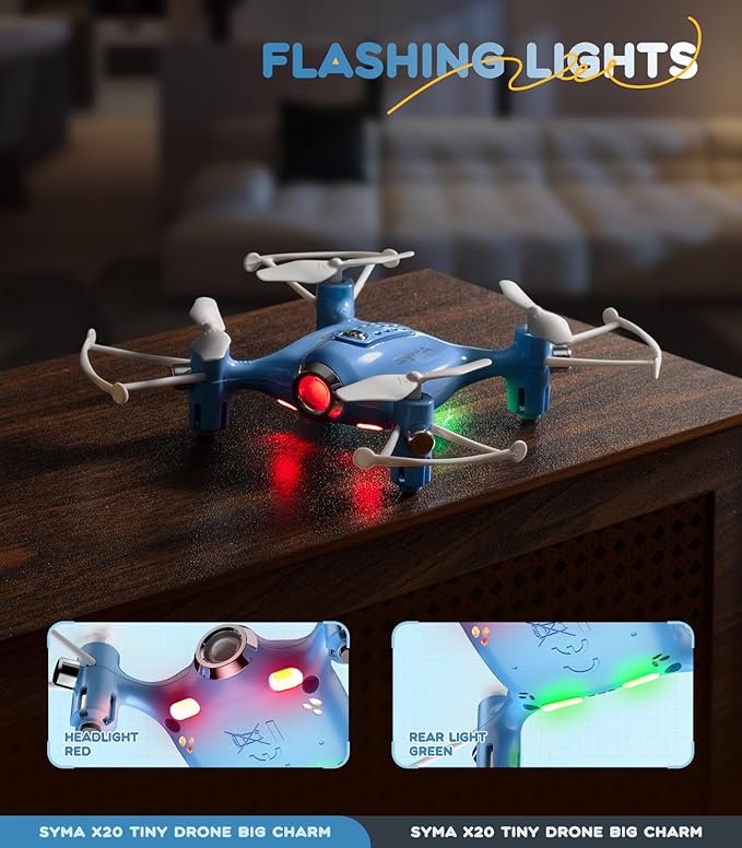 SYMA Drone for Kids, Easy Pocket RC Quadcopter with Altitude Hold, 3D Flips, Speed Switch Modes, Headless Mode, Protection Guards Helicopter Gift for Boys Girls Light Blue