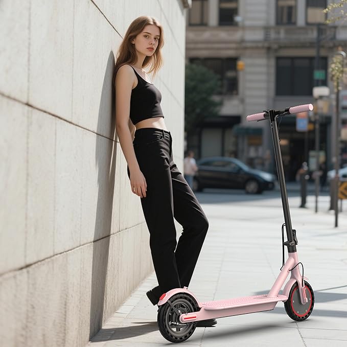Electric Scooter - 8.5"/10'' Solid Tires, 350W/500W Motor, Up to 19-22MPH and 21-24Miles Long-Range Portable Commuting Scooter for Adults with Double Braking System and App
