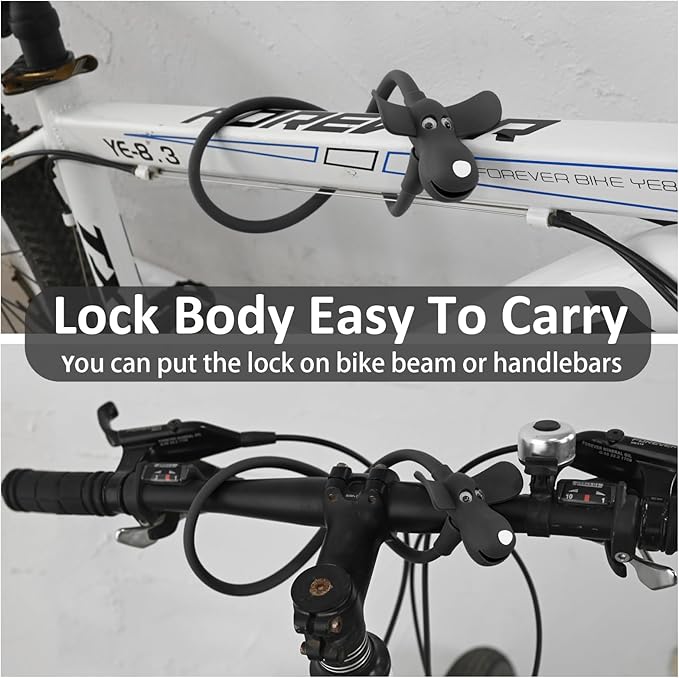 Bike Cable Lock with Keys,Silicone Covered Kids Cable Lock Cartoon Lock,2 Feet Lock for Bike,Door,Skateboard,Helmet and More (Black)