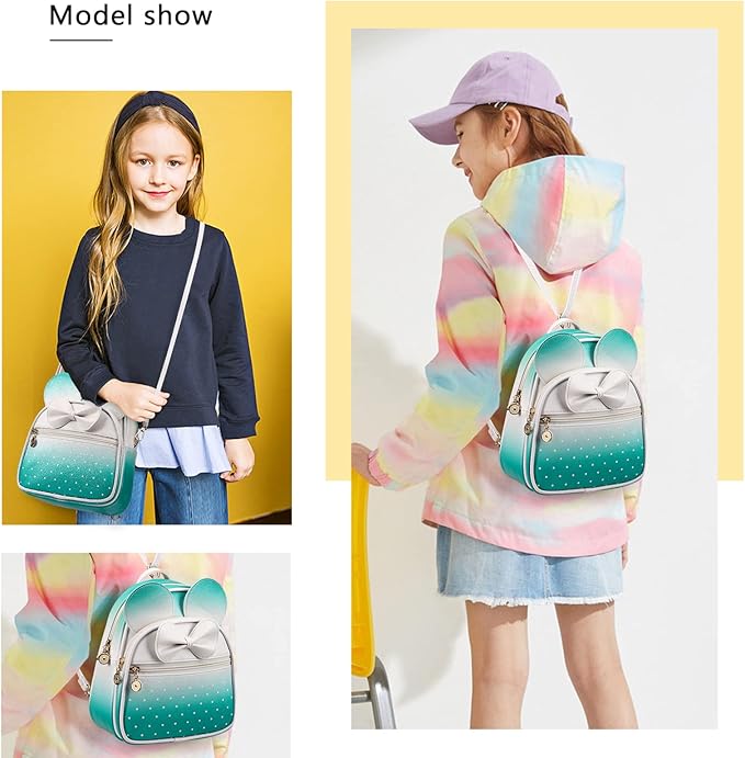 KL928 Girls Mini Backpack Bowknot Polka Dot Cute Small Daypacks Convertible Shoulder Bag Purse for Women