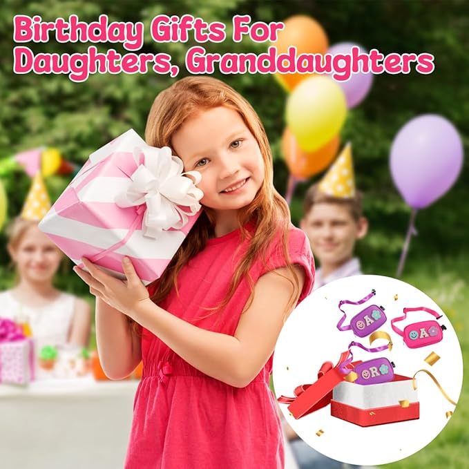 Fanny Pack for Girls Pink Kid Crossbody Bag Chenille Z Letter Preppy Belt Bag, Christmas Birthday Easter Gifts for Teen Daughter Sister, Personalized Nylon Purse for 4 5 6 7 8 9 10 Year Old Girls