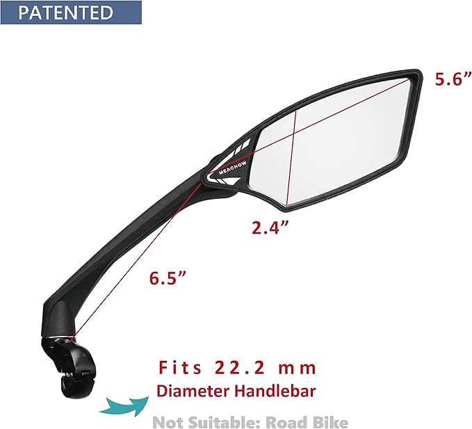 MEACHOW New Scratch Resistant Glass Lens,Handlebar Bike Mirror, Rotatable Safe Rearview Mirror, Bicycle Mirror, (Silver Right Side) ME-006RS