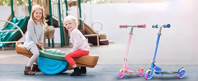 Scooter for Kids Ages 3+, 2 Wheels Kids Kick Scooter with Led Light Up & 3 Levels Adjustable, Lightweight Foldable for Boys&Girls