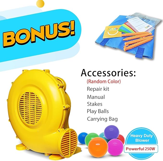 Yard Bounce House for Kids 3-8, Inflatable Bounce House with Slide, Bouncy House with Blower & Play Balls for Indoor Outdoor, 9.5x6.5x6.5FT Bouncy Castle for Toddlers Party