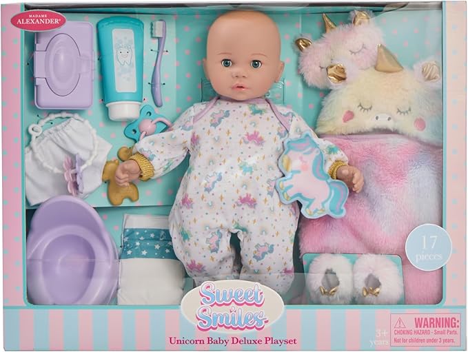 Madame Alexander 14-inch Sweet Smiles® Unicorn Baby Doll Deluxe Playset