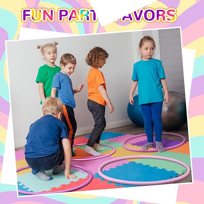 Sratte 12 Pcs Toy Hoop for Kid Detachable Adjustable Toy Hoop Colored Exercise Ring Plastic Circle for Kid Teen Gymnastics Equipment Require Self Assembly(28 Inch,Pink Series)