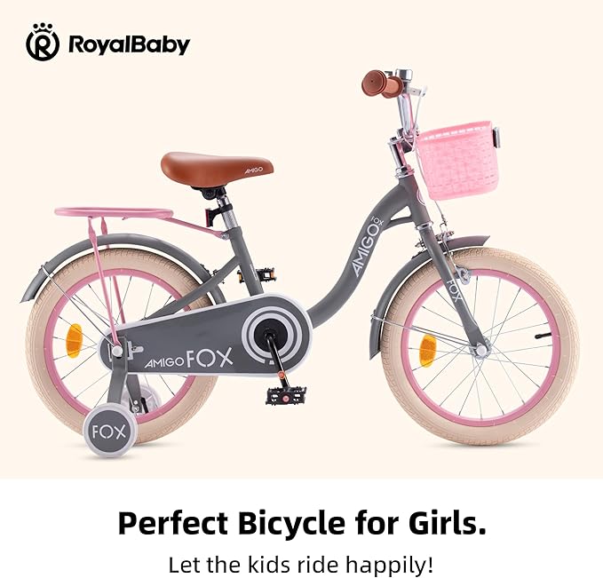 Royalbaby Princess Girls Kids Bike 12 14 16 18 20 Inch Children Bicycle with Basket for Age 3-12 Years