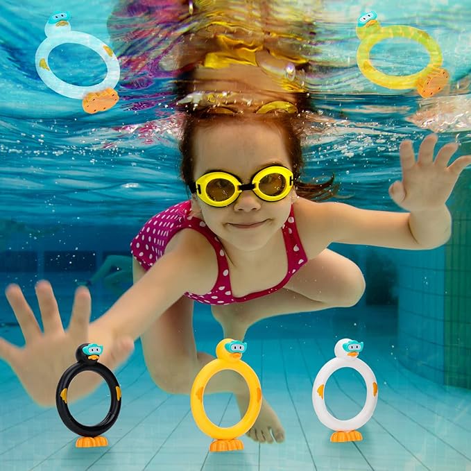 haomsj 3PCS Duck Diving Sticks Pool Toys for Kids - 3pcs Dive Duck Rings, Summer Underwater Sinking Pool Toys for Boys and Girls Ages 8-12