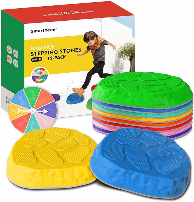 Stepping Stones for kids,8/12 PCS Durable Non-Slip Balance Stones Indoor Outdoor toys for toddlers develope Kids Balance and Coordination Skills