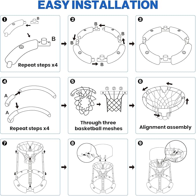 Pool Basketball Hoop with Backboard, Floating Pool Toy with 4 Balls and Pumps, Pool Basketball Game Outdoor Toy for Kids Adults Family Party Water Summer Toys (Red) (Blue-with Board)