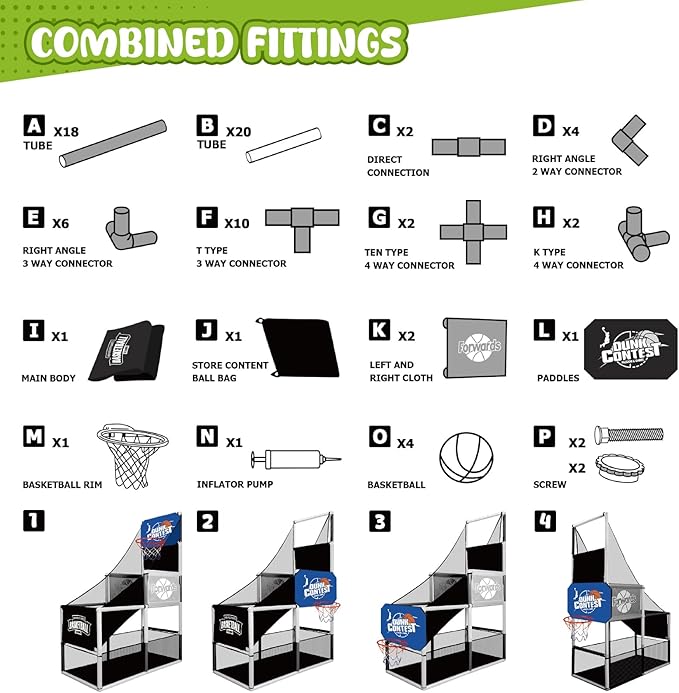 LovesTown Basketball Game Set for Kids, Basketball Hoop Indoor with 4 Balls Air Pump Adjustable Height Sports & Outdoor Play Toys for Boys Girls Birthday Party Gifts