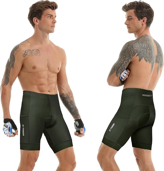 X-TIGER Men's Cycling Shorts with Back Pocket,5D Gel Padded Bike Shorts for Men,Mountain Road Biking Riding Half Pants Tights