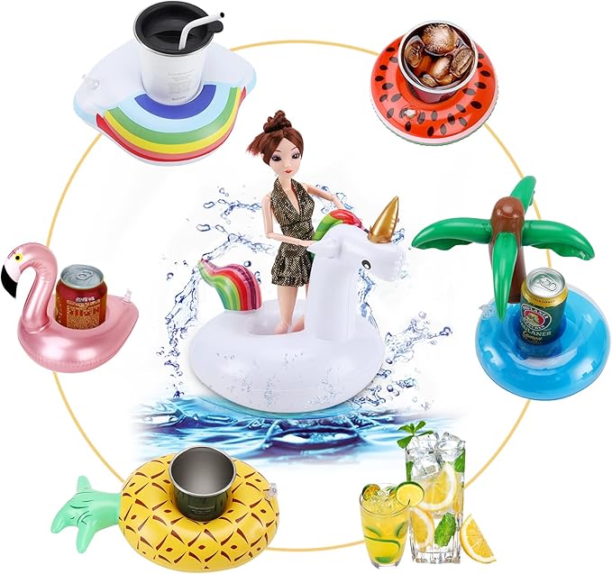 Inflatable Drink Holder 16 Pack,Pool Drink Holder Floats for Parties,Floating Drink Holder for Pool, Kids Water Fun Toys