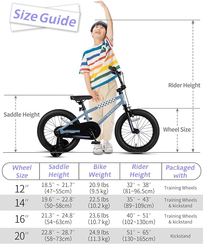 12 14 16 20 Inch Kids Bike BMX Style Bicycle with Training Wheels for 2-14 Years Old Toddlers Boys Girls Coaster Brake Multiple Colors