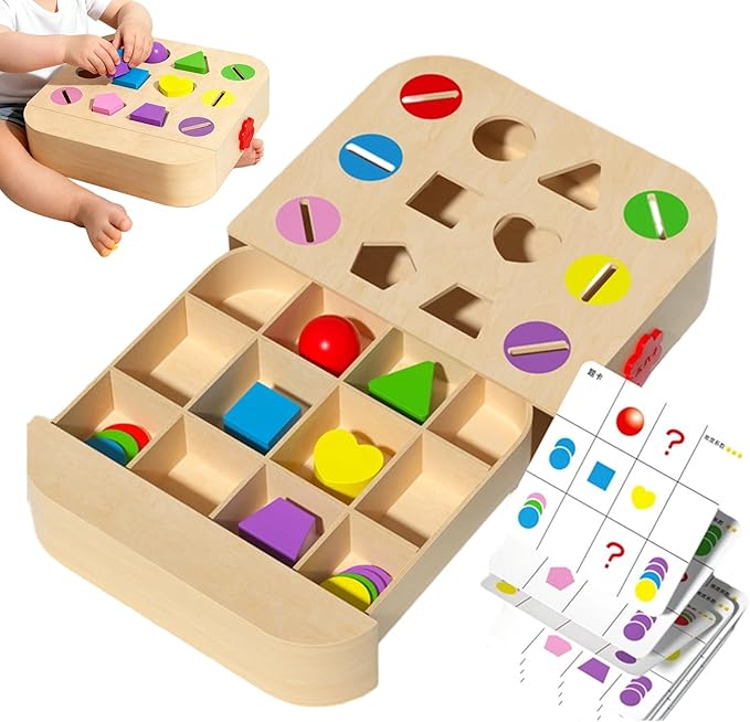 Wooden Shape Sorter, Educational Learning Toy, Color Sorting Activity Game, Sturdy Safe Design for Early Childhood Development, Perfect for Preschool Learning Baby Girl Toddler Boy Kid Birthday