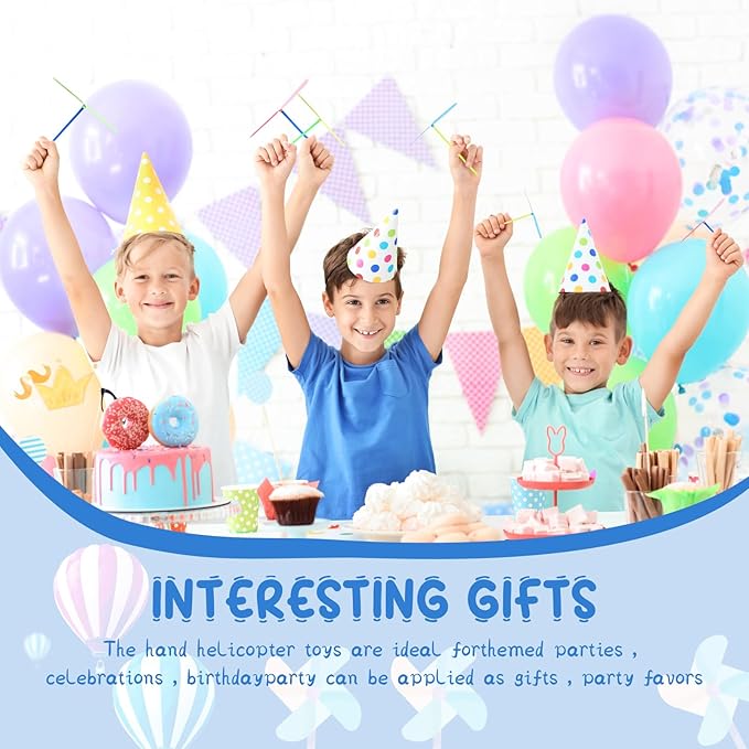 100 Pcs Flying Helicopter Toys Set, 50 Propeller+ 50 Rod,Hand Helicopter, Party Favors Outdoor Toy for Kids Ages 4-8, Gift Summer Outside Yard Activities Birthday Gifts 3 5 6 Year Old Girl Boys