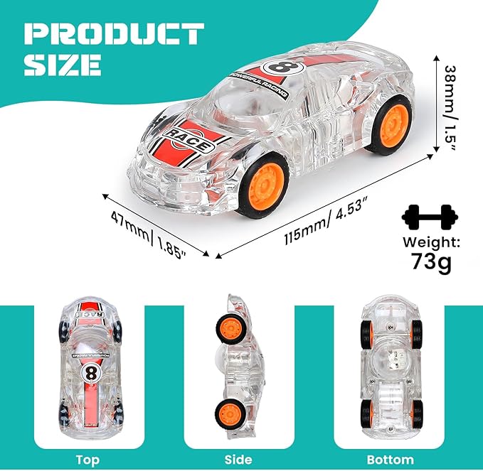 LED Light Up Pull Back Car Toys, Push and Go Race Car 2 Pack,Suitable for Toddlers 3 4 5 6 7 8 Year Old Kids for Boys and Girls Birthday Party Gift