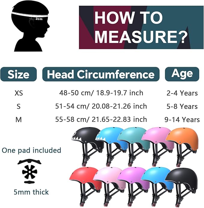 Glaf Toddler Helmet for 2-8 Years Kids Bike Helmets Baby Girls Boys Multi-Sport Adjustable Skateboard Bicycle Helmet Lightweight 3 Sizes for Toddler to Youth 8-14