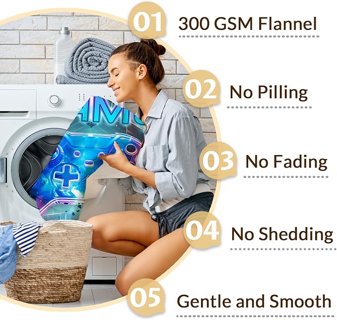 Personalized Name Gaming Throw Blanket for Boys - 60x50 Inches Throw Size Game Themed Gifts for Teens, Girls - Cozy Comfort Plush Blankets for Bed, Couch Decor - Gamer Accessories for Teens Room