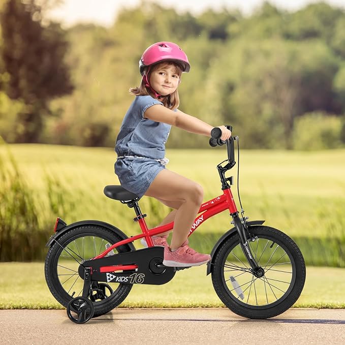 COSTWAY 12/14/16/18 Inch Kids Bike, Children Toddler Bicycle with Training Wheels, Adjustable Seat & Handlebar, Handbrake & Coaster Brake, Reflectors, Bell, Suitable for 3-8 Years Old Boys Girls