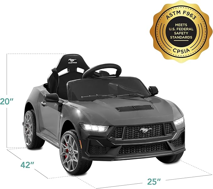 Best Choice Products Kids 12V Electric Ride On Car Officially Licensed Ford Mustang w/Parent Control, LED Lights, 2 Speeds, Bluetooth - Gray
