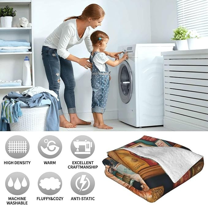 Yorkie Blanket for Boys Girls, Book Lover Flannel Throw Blanket, Fleece Soft Cozy Yorkshire Dog Blankets Gift for Women Men Couch Sofa Bed 60" x 50"