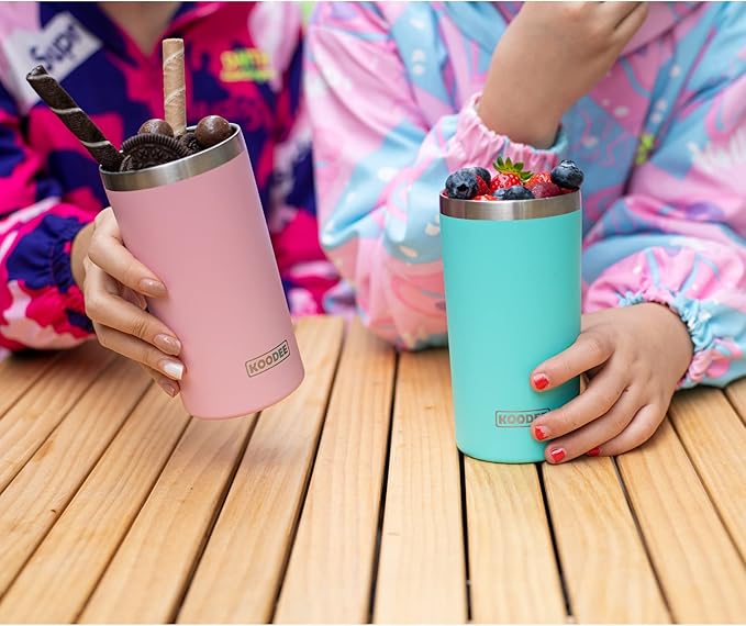 koodee Tumbler with Lids and Straws-12 oz Skinny Tumbler Stainless Steel Double Wall Vacuum Insulated Water Cup Spill Proof, BPA Free (Purple-Teal)