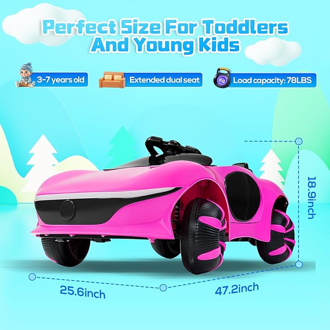 SEALIGHT 12V Kids Ride On Truck Car w/Parent Remote Control, Electric Car for Kids 4 * 380W Motors, 3 Speeds, Emergency Braking, LED Lights, Music & Horn, Kids Electric Vehicles for Boy Girl Gift