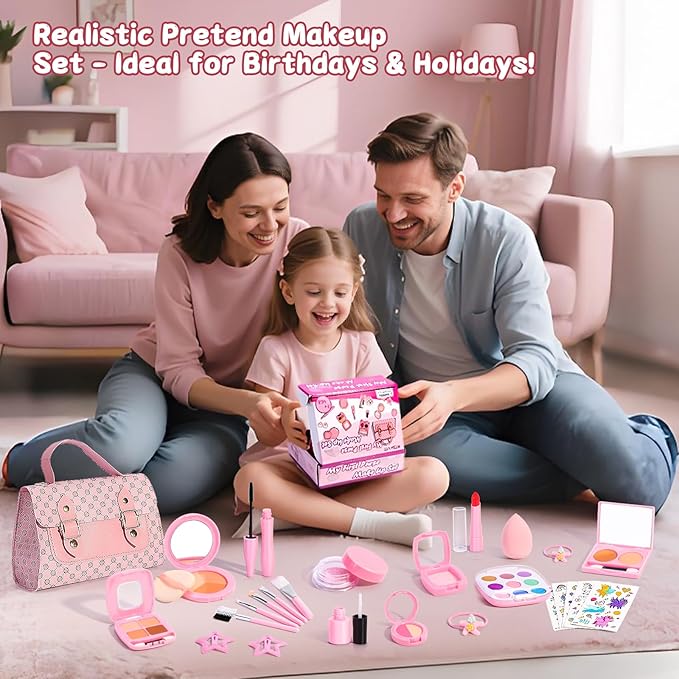 Play Makeup Set for Kids 3-5, Pretend Kids Fake Makeup Kit for Toddlers, Little Girl Make Up Kits 4-6, Fake Make up Toys for Birthday Unicorn Gift, Toys for 3 4 5 6 7 8 Year Old Girls