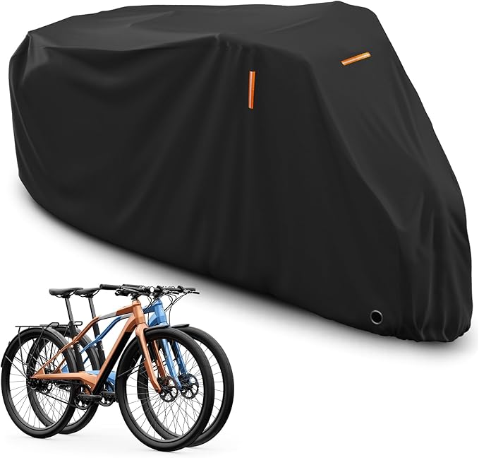 AKEfit Bike Cover, Waterproof Outdoor Bicycle Cover Rain UV Snow Proof with Anti-theft Lock Hole Outside Bike Storage Covers for Mountain Road Electric City Bike-XL for 1, 2 Bike