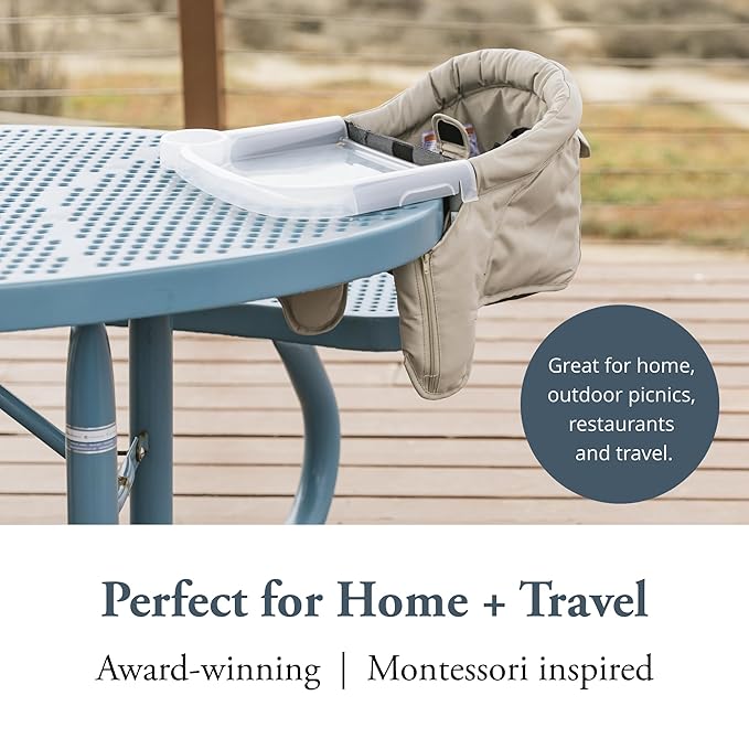 Inglesina Fast Table Chair - Cream + Fast Dining Tray - Portable Baby High Chair - for Babies & Toddlers up to 37 lbs - Fits Tables 0.8'' to 3.5'' Thick - Compact & Easy to Use - Travel Bag Included