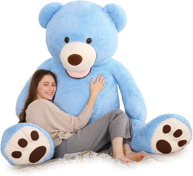 MorisMos Giant Teddy Bear Plush 6ft, Life Size Huge Blue Teddy Bears for Girlfriend, 6 Foot Large Big Stuffed Animal Gifts Lover on Valentines, Anniversary, Birthday