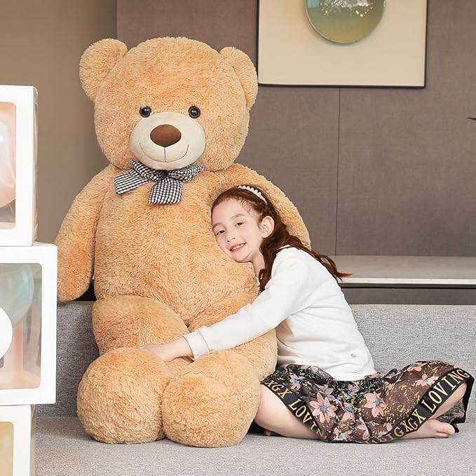Giant Teddy Bear 55" Stuffed Animals Plush Toy, Cute Life Size Big Soft Bear for Boy Girl Birthday Valentine Mother's Day, 7 LBs, 140 CM, Lihgt Brown