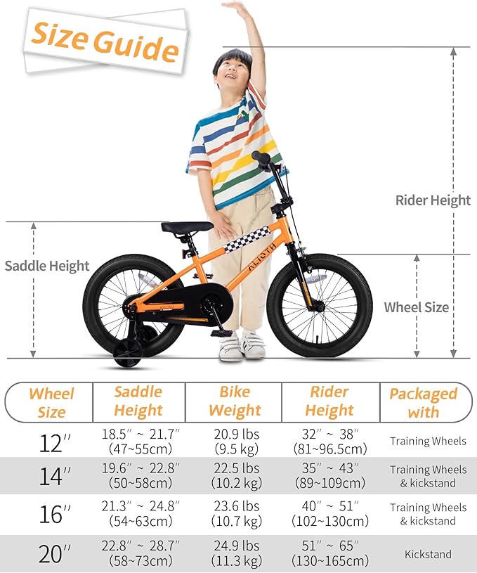 12 14 16 20 Inch Kids Bike BMX Style Bicycle with Training Wheels for 2-14 Years Old Toddlers Boys Girls Coaster Brake Multiple Colors